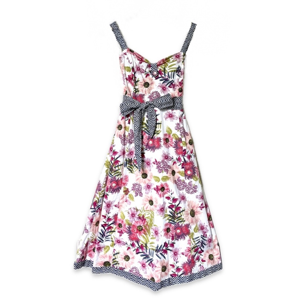 Anthropologie Floral Midi Dress - Pink, Green, Black Accents